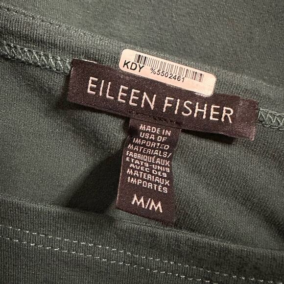 Eileen Fisher Pine Green Viscose Tunic Top Long Sleeve Lagenlook Minimalist Fall - Picture 5 of 7